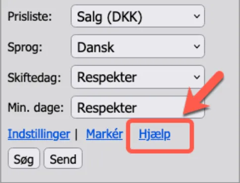 Link til ekstra hjælp i søgeboksen