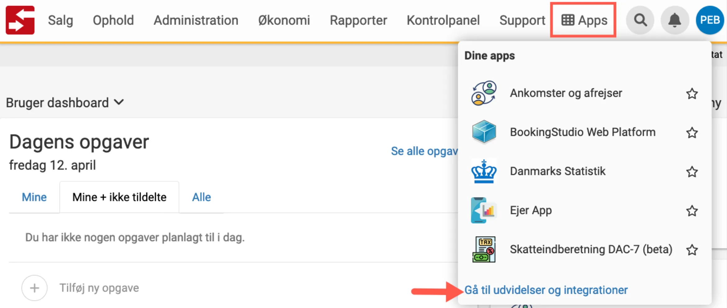 Apps udvidelser og integrationer