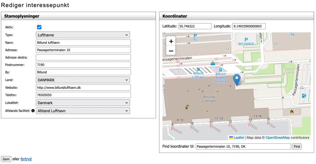 Interessepunkt for Billund Lufthavn