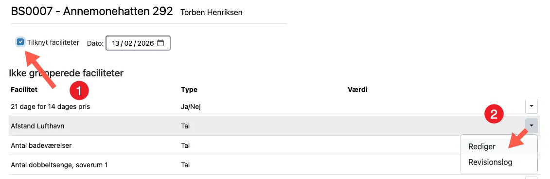 Tilknyt en facilitet
