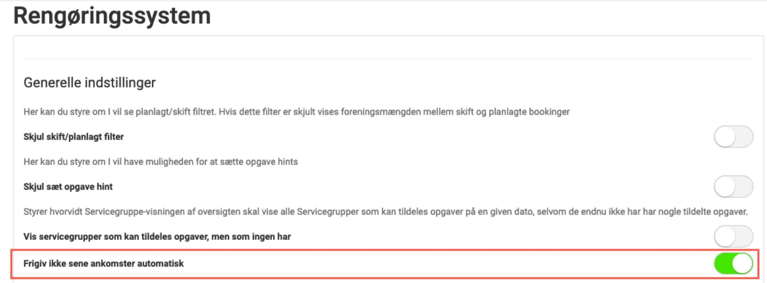 Frigiv ikke automatisk sene ankomster