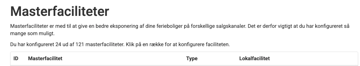 Tilknyt koglemærke-faciliteten til en masterfacilitet