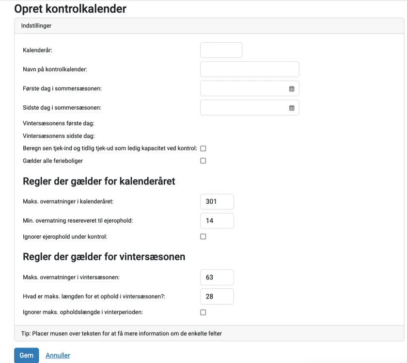 Ny kontrolkalender til udfyldning