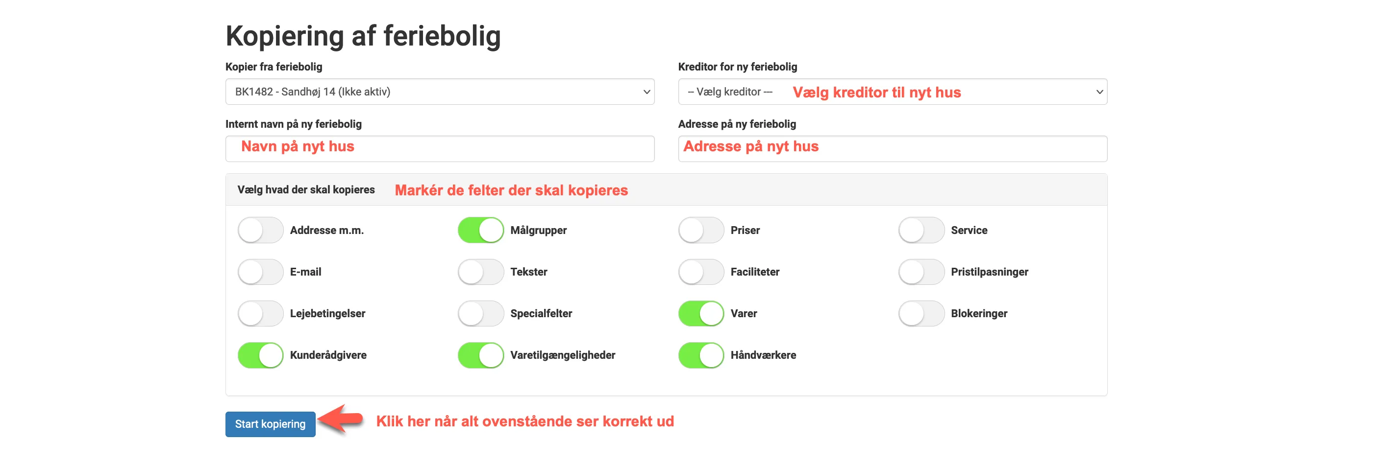 Udfyld med nye data
