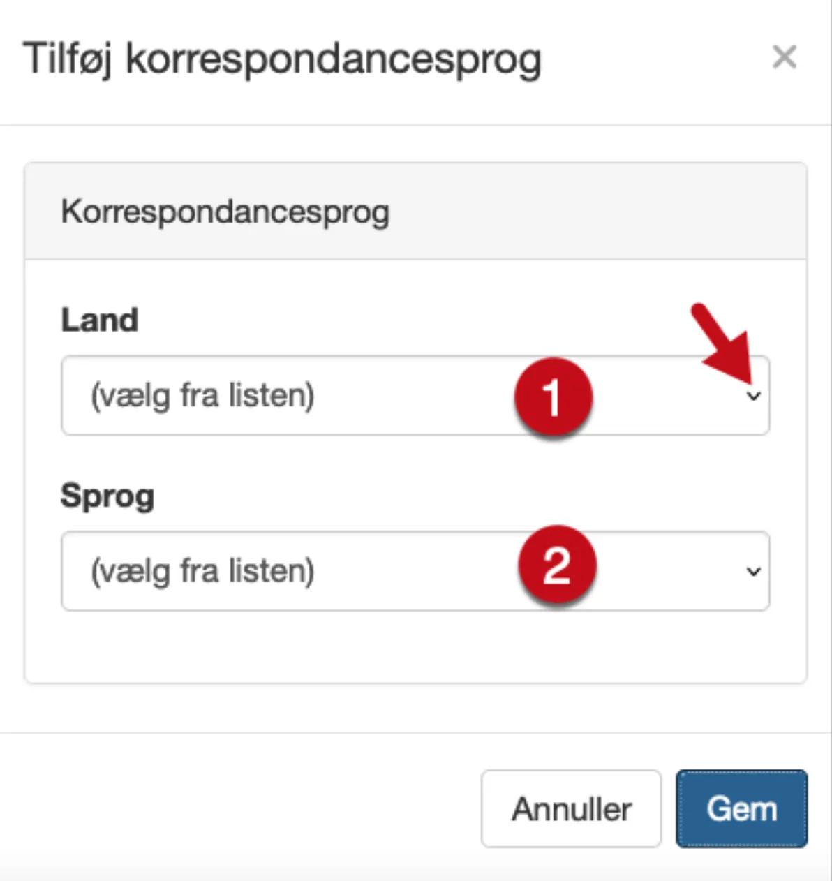 Tilføj nyt land