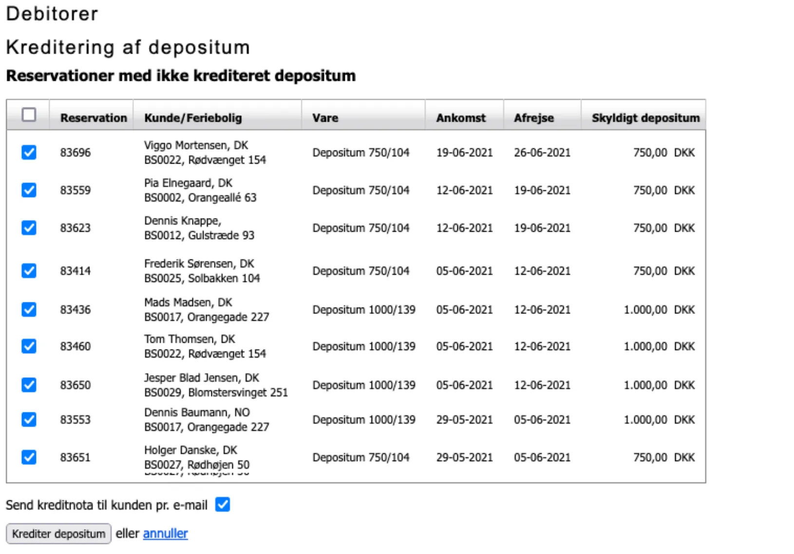 Marker reservationer
