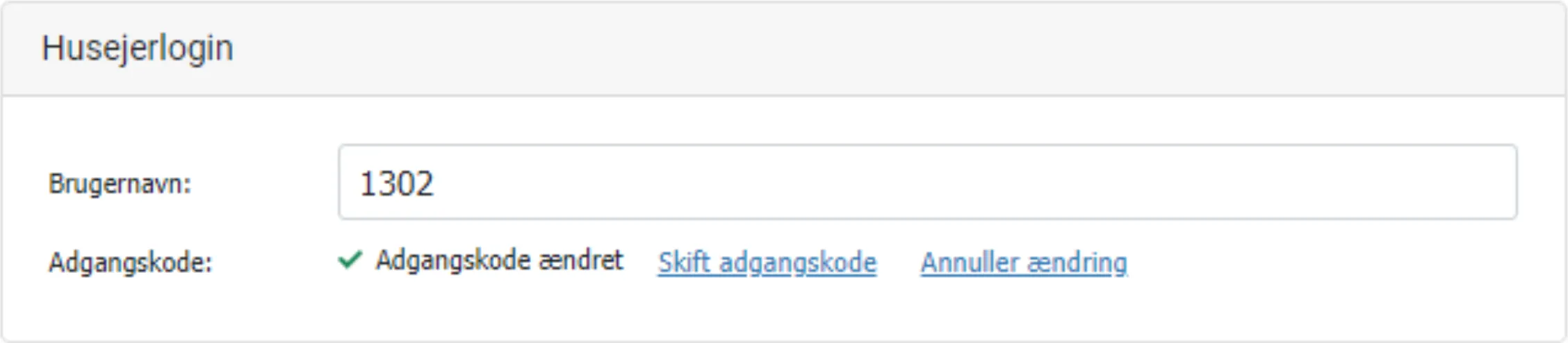 Ny adgangskode er gemt