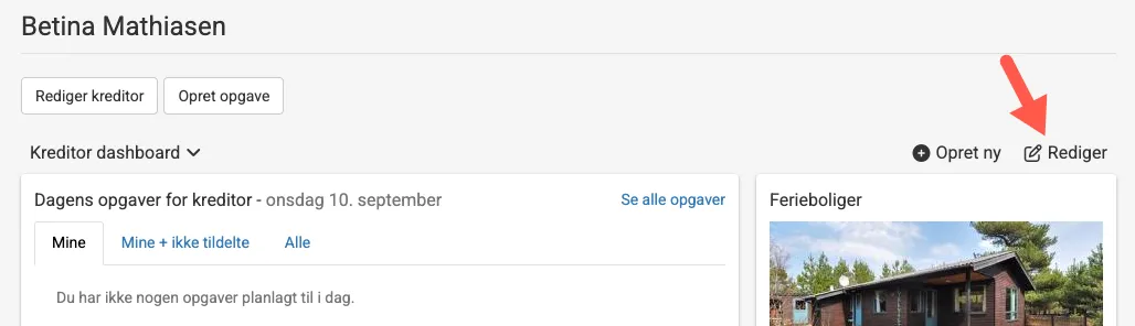 Rediger kreditors dashboard