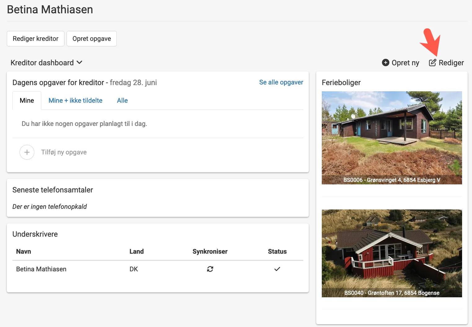 Rediger kreditors dashboard