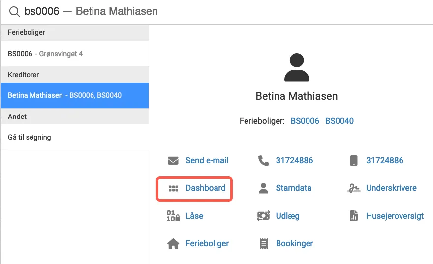 Find kreditors dashboard med supersøgeren