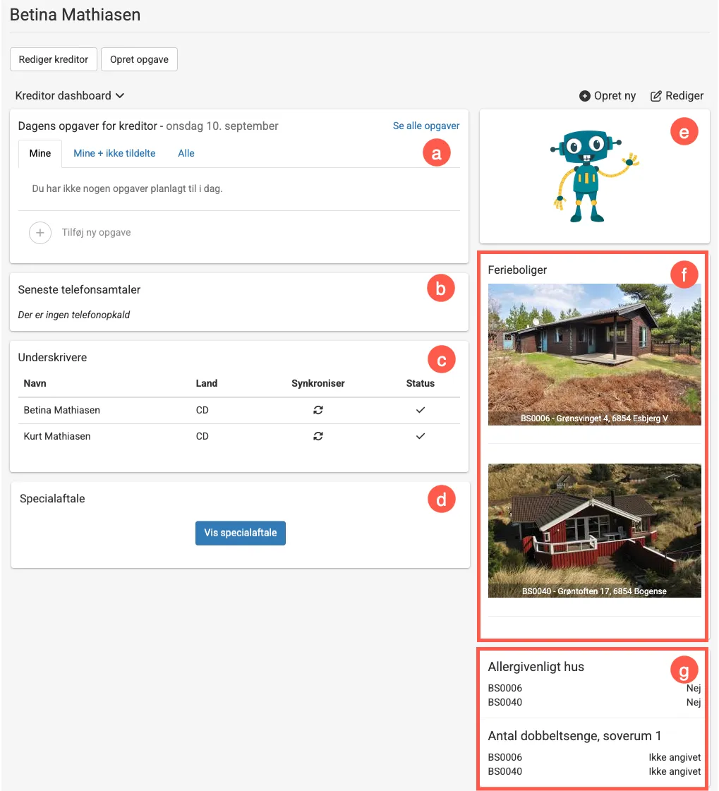 Rediger kreditors dashboard