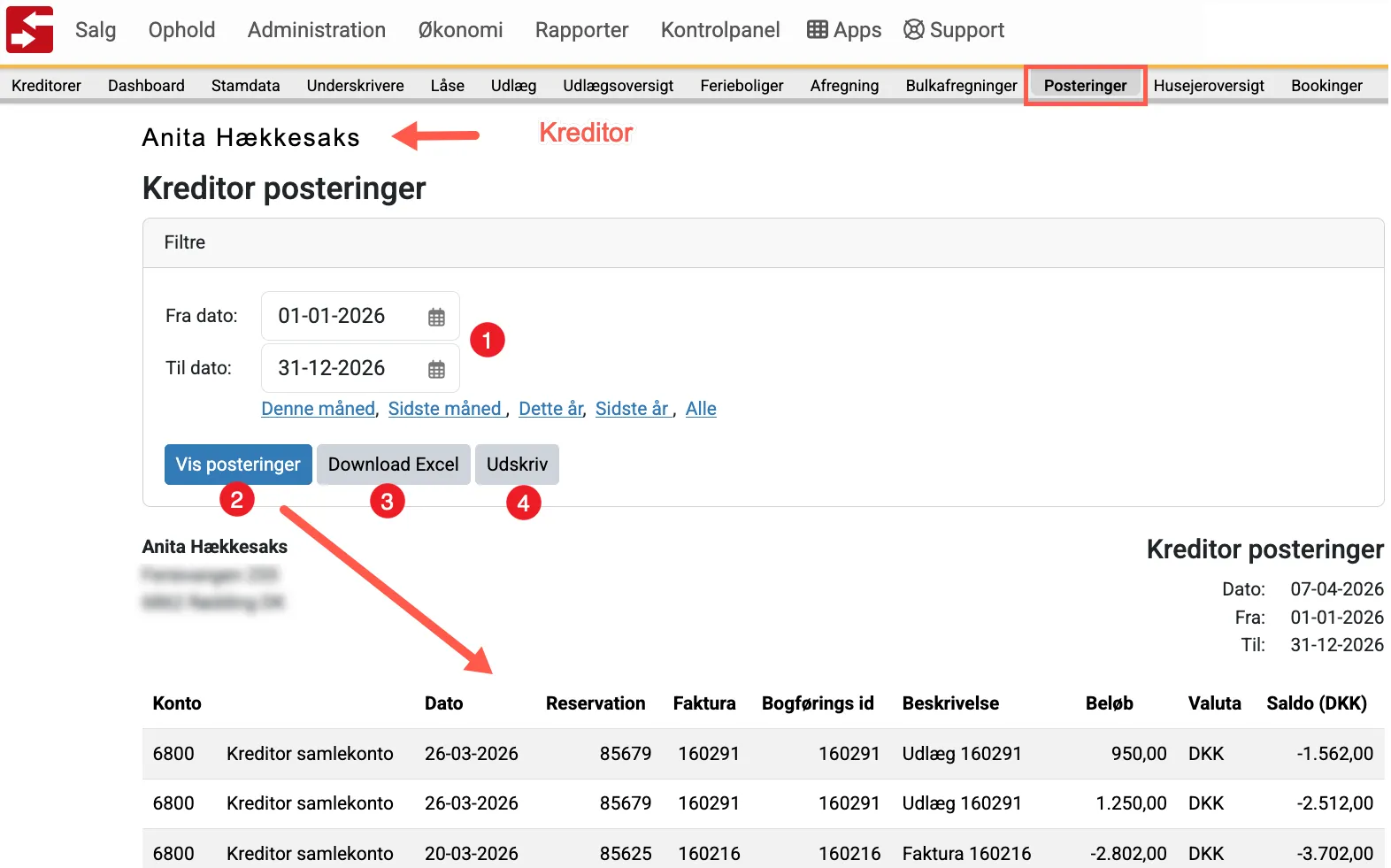 Se alle posteringer