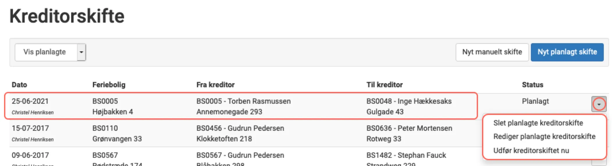 Muligheder ved planlagt kreditorskifte
