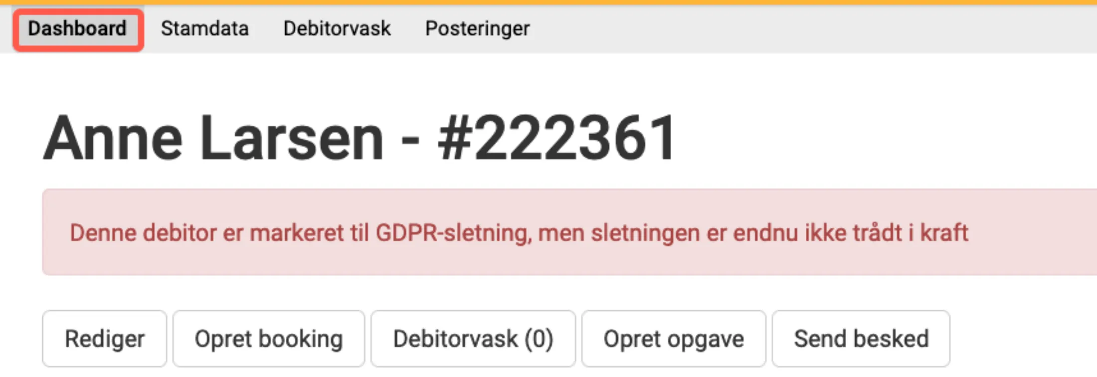 Advarsel på kunden
