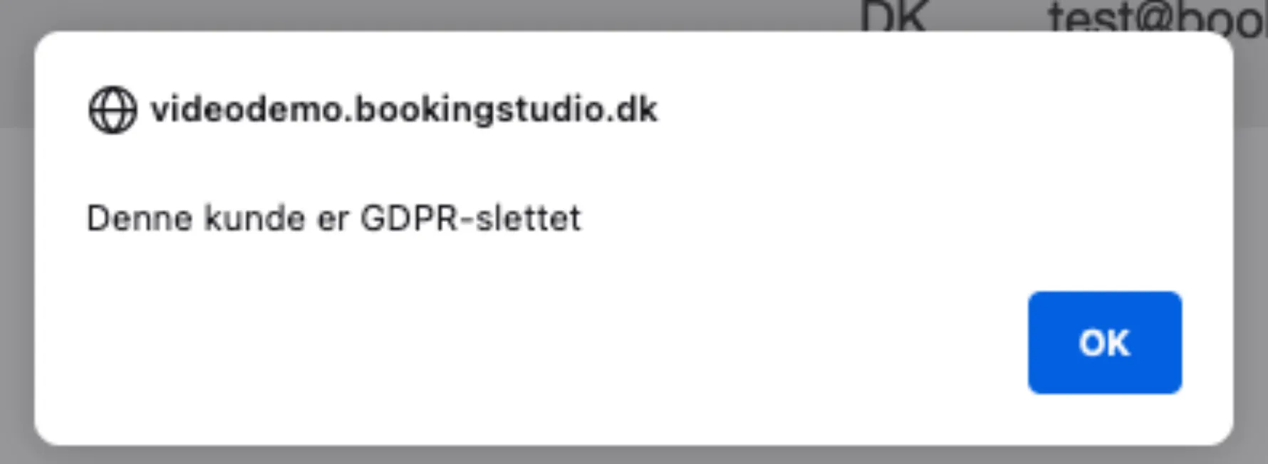 Kunden er GDPR slettet