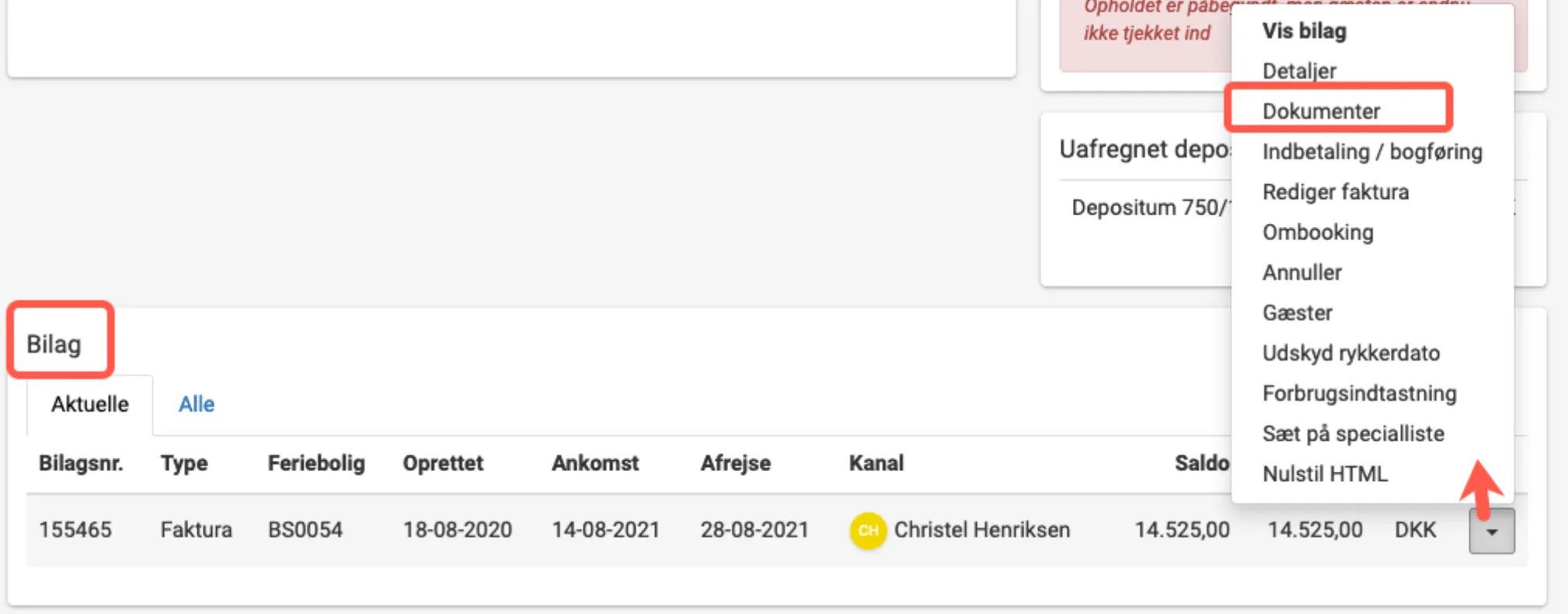 Se dokumneter til kunden