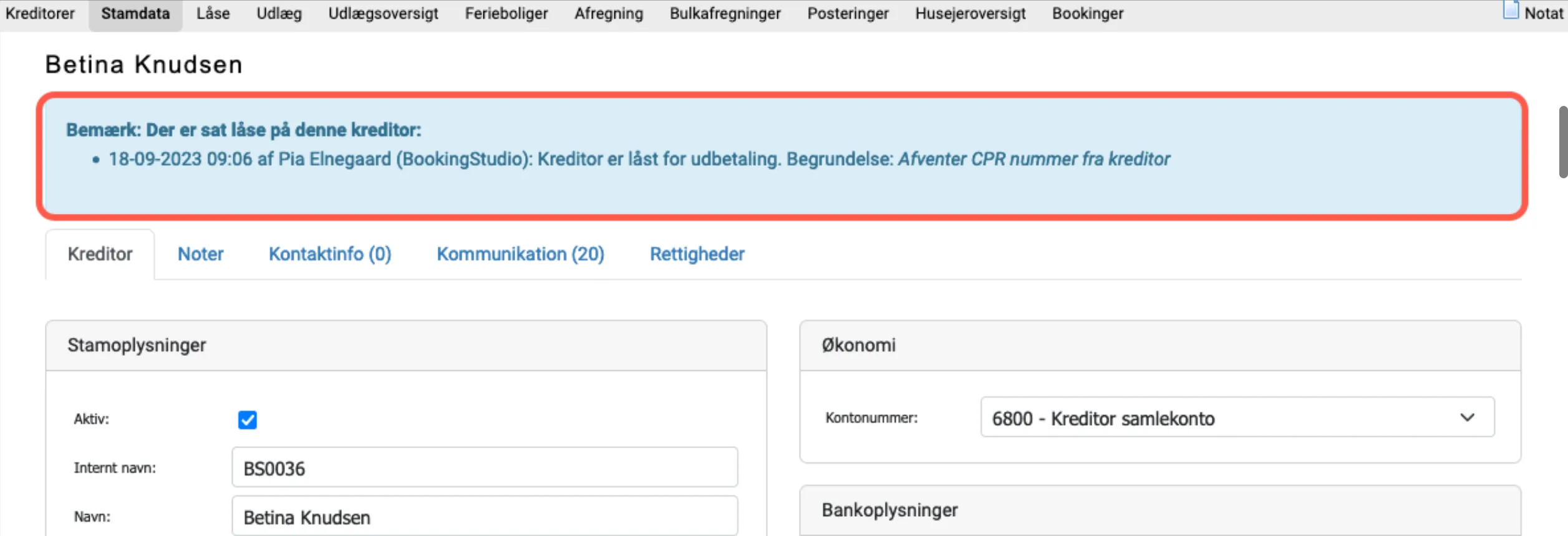 Visning af lås