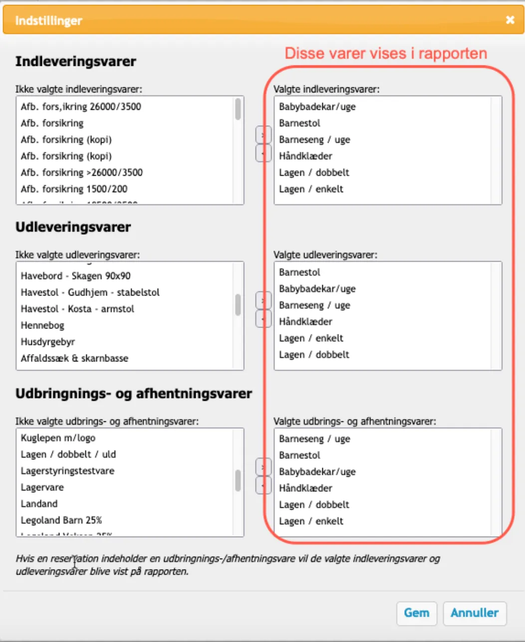 Tilpas hvad der vises