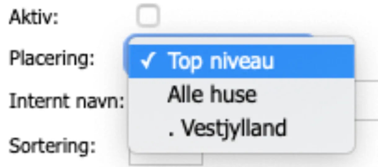 Vælg niveauplacering af en lokalitet