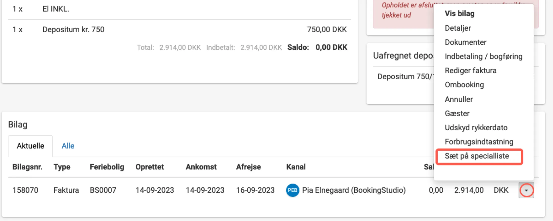 Sæt på specialliste