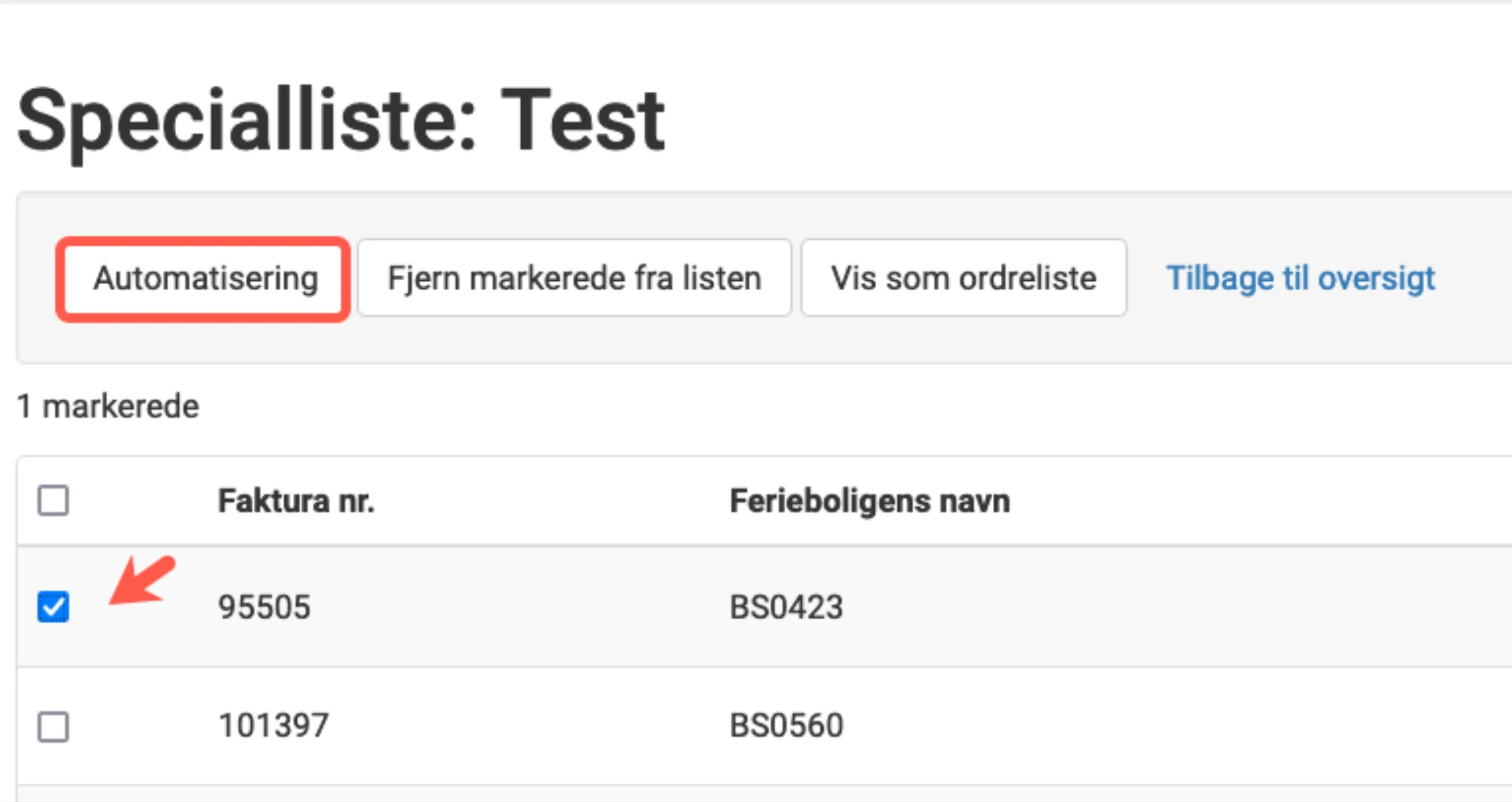 Test handlingen
