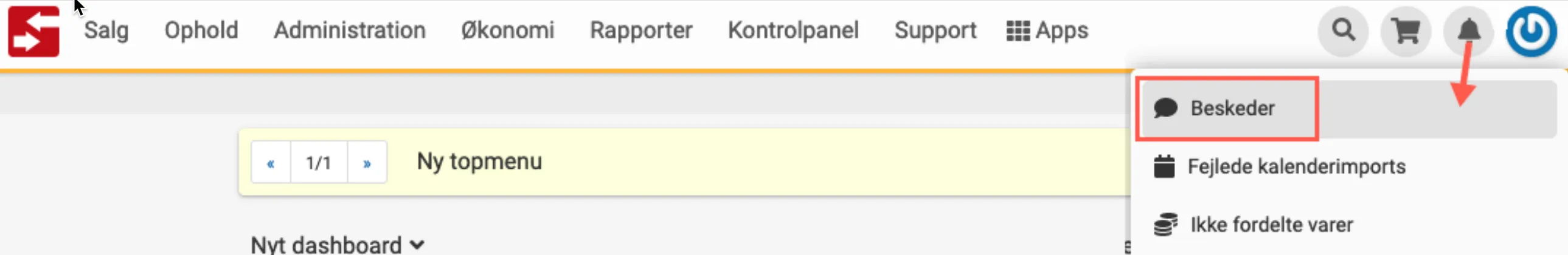 beskeder under klokkeikon