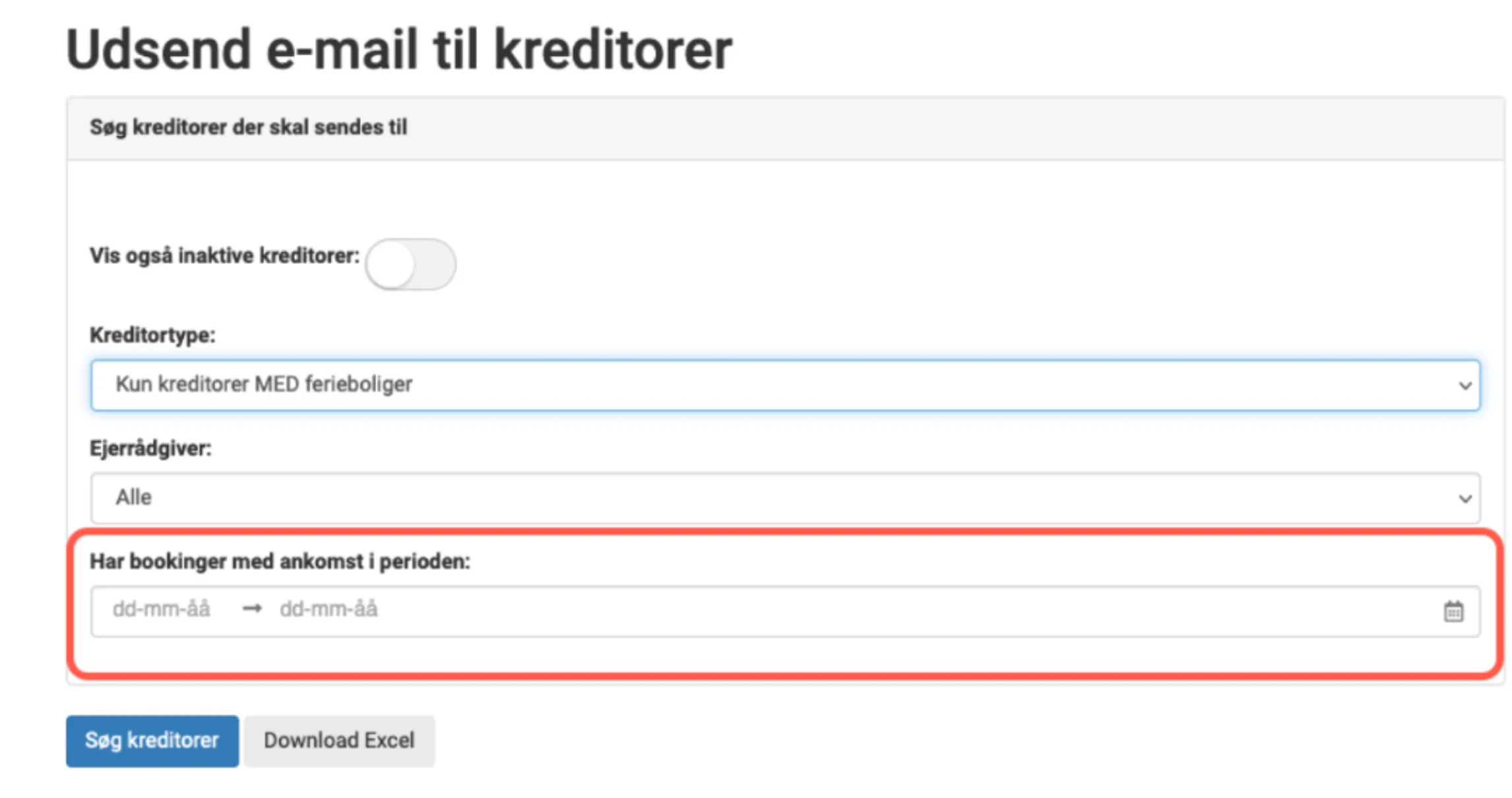 beskeder til specifikke kreditorer
