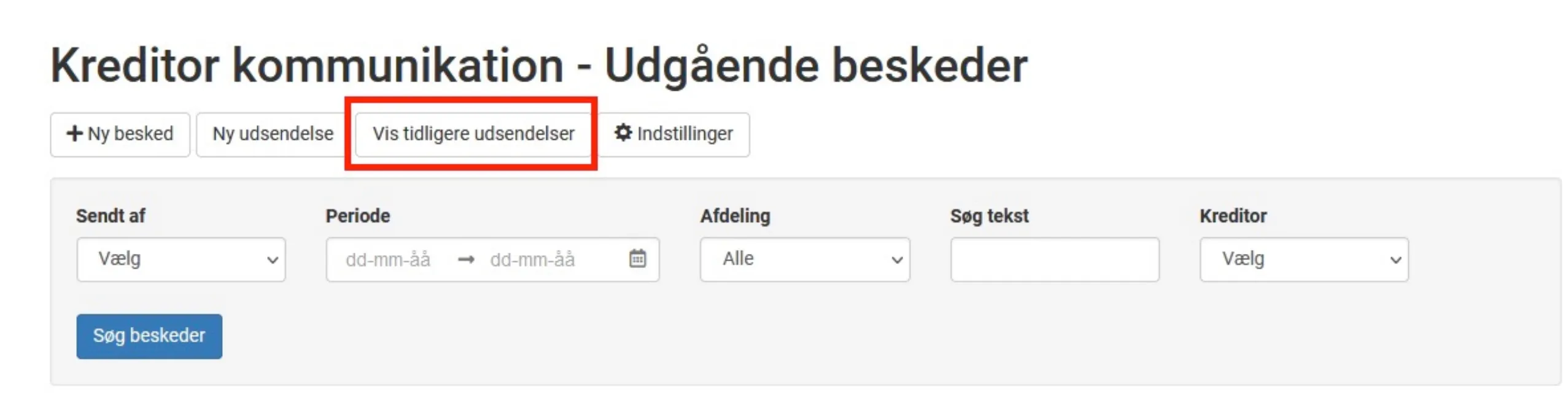 se tidligere bulk-udsendelser