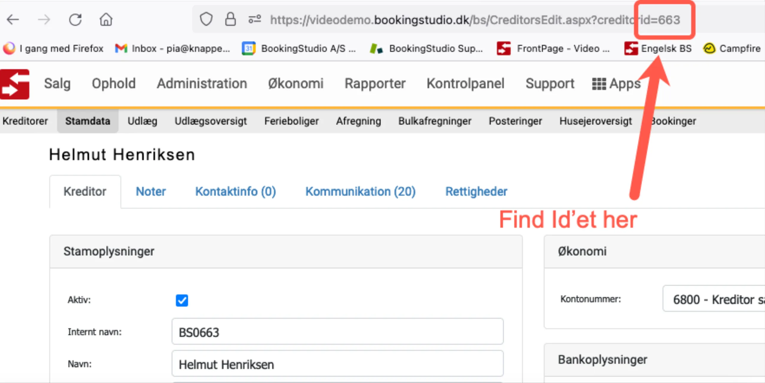 id aflæses i BookingStudio