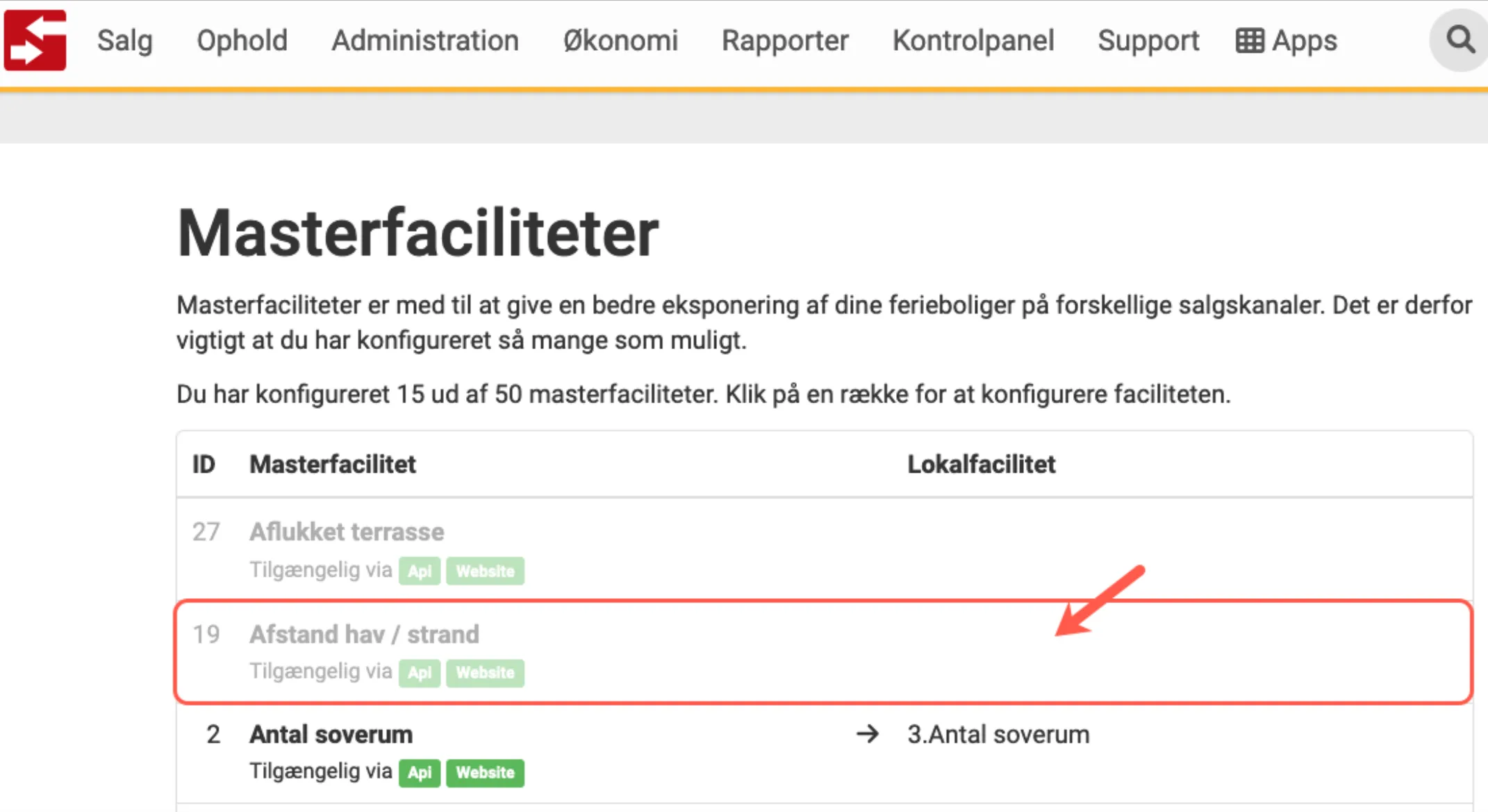 Tilknyt facilitet til en masterfacilitet