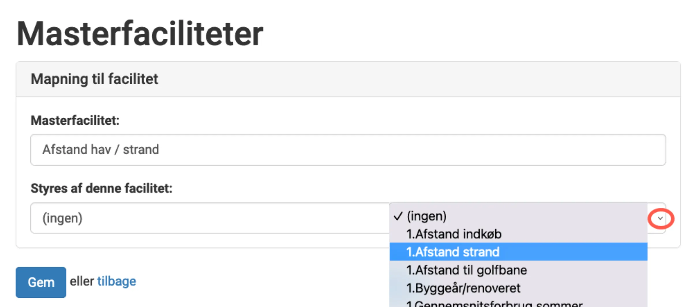 Tilknyttede faciliteter