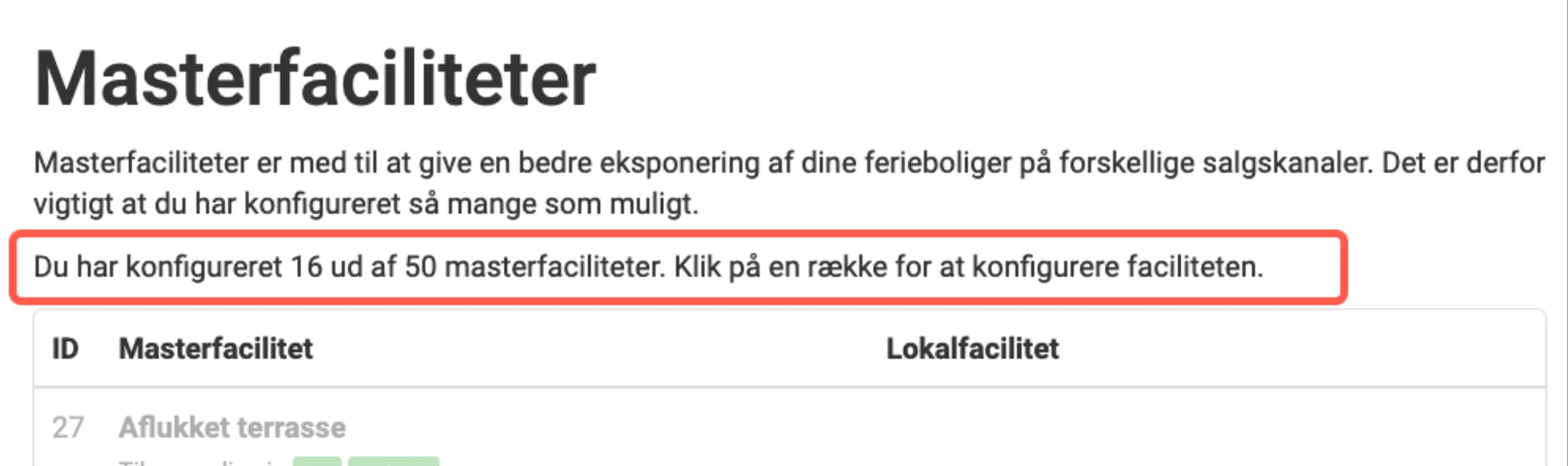 Se antal masterfaciliteter