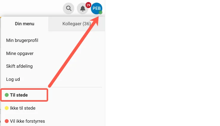 Status synligt på brugerikonet