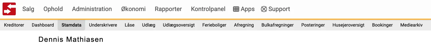 Menupunkterne for en kreditor