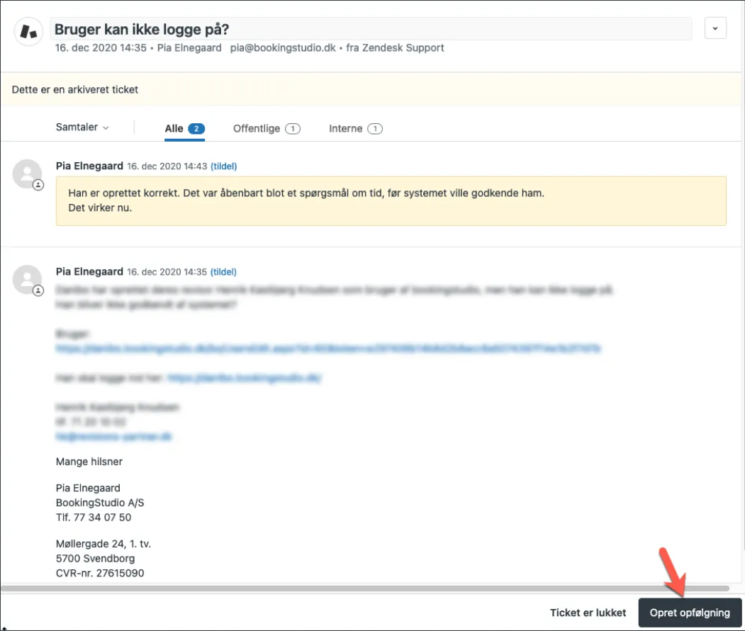 Se den enkelte supportsag