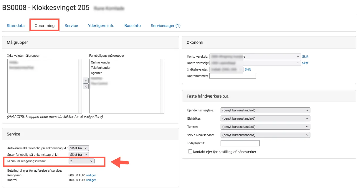 Minimum rengøringsniveau på en feriebolig