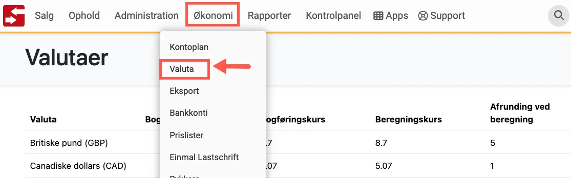 Ændre valutakursen