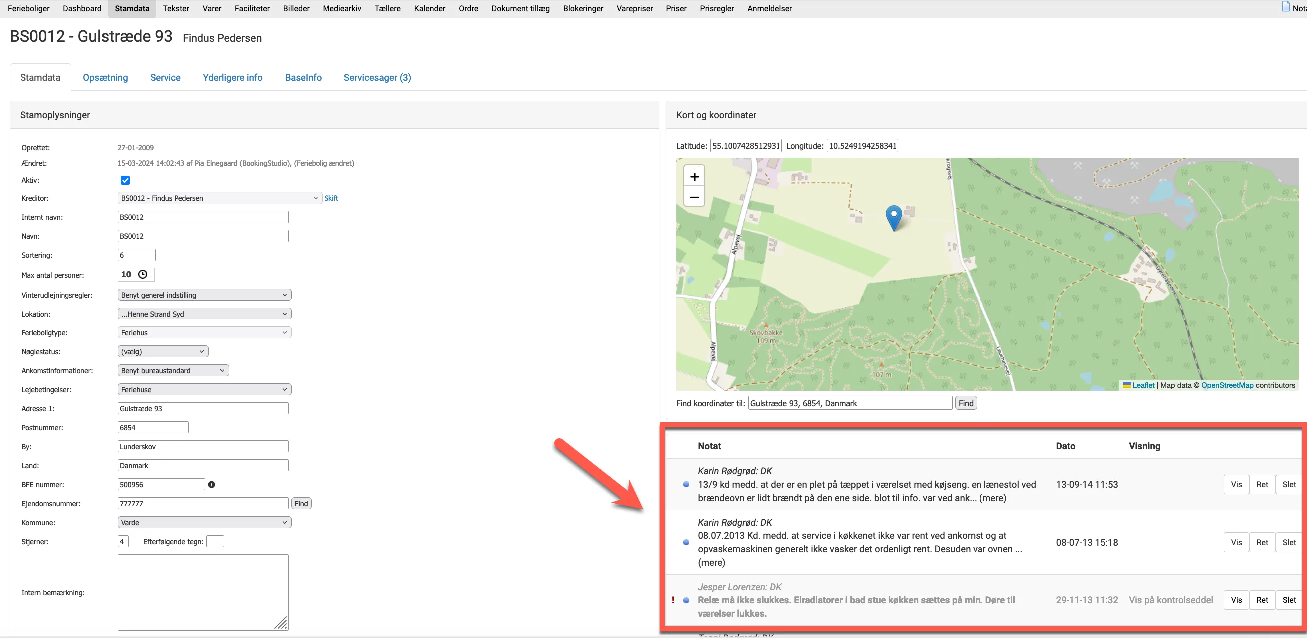 Notat feriebligs stamdata