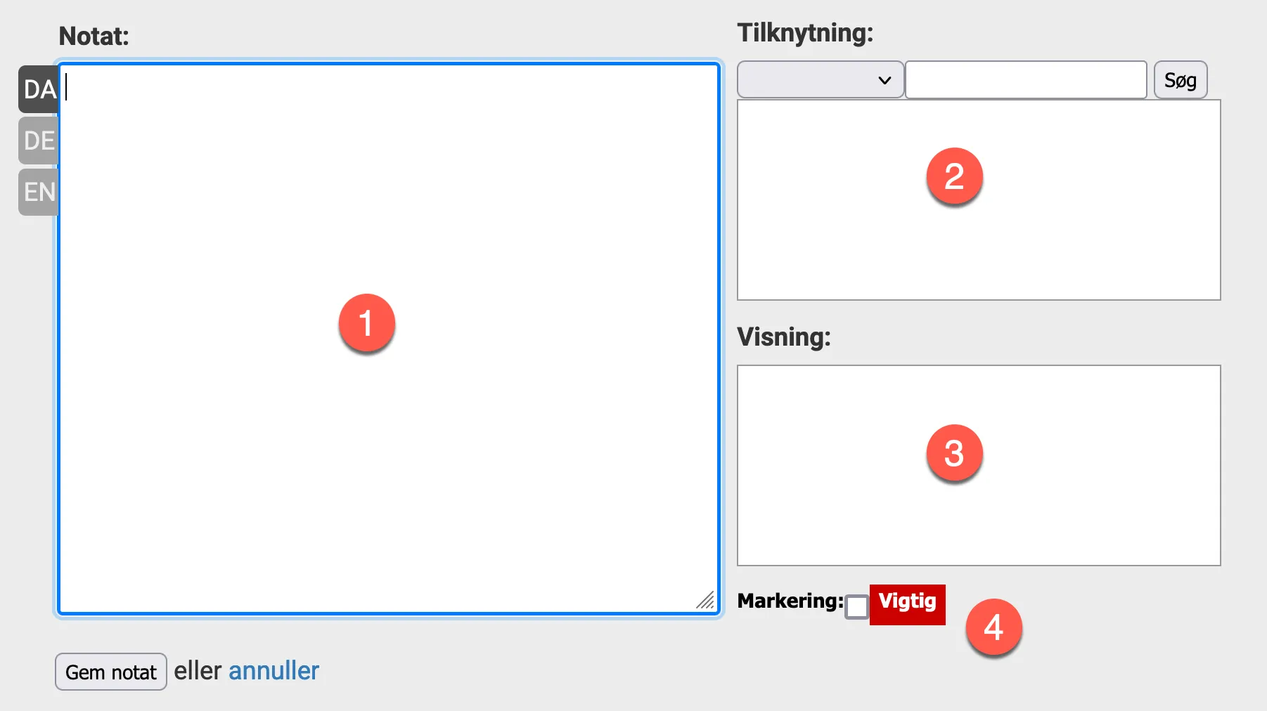Klik på Notat-ikon