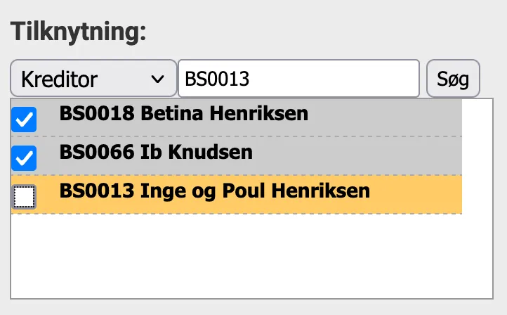 Tilknytte kreditorer