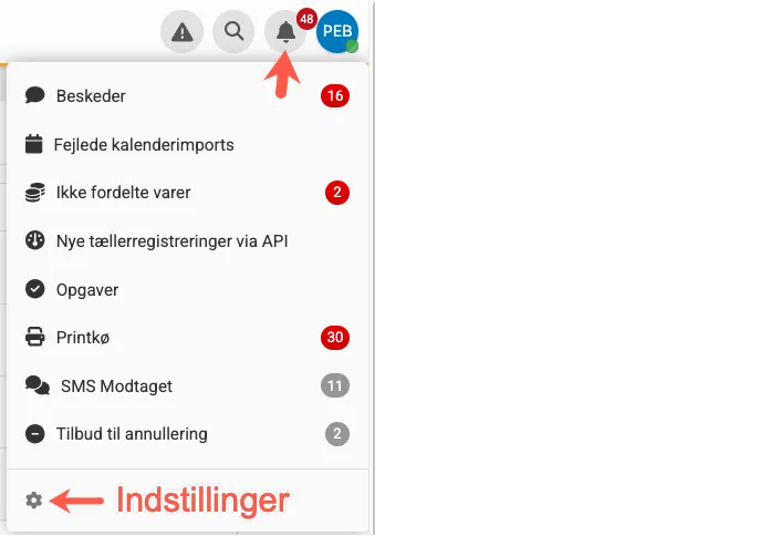 Områder med notifikationer