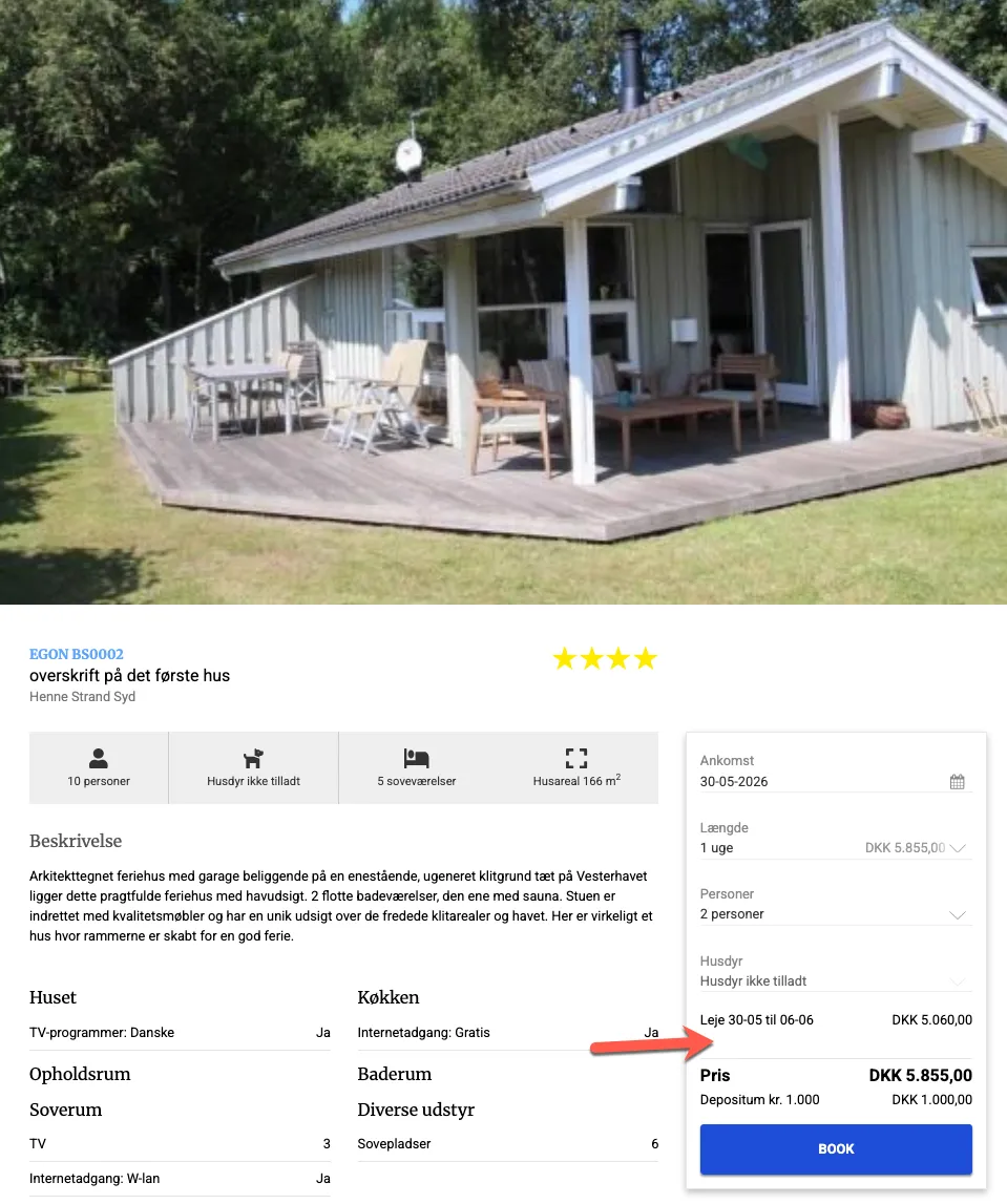 Obligatoriske varer vises ikke på siden med huspræsentationen