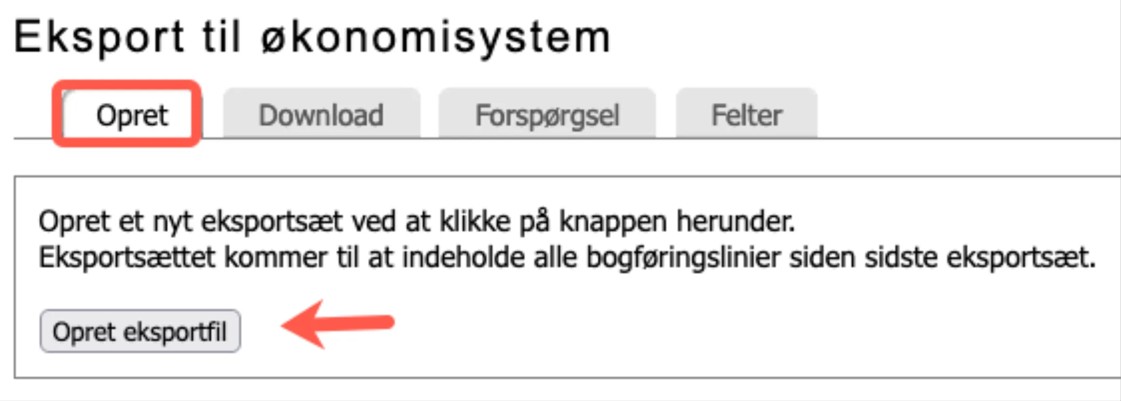 Opret eksportfil