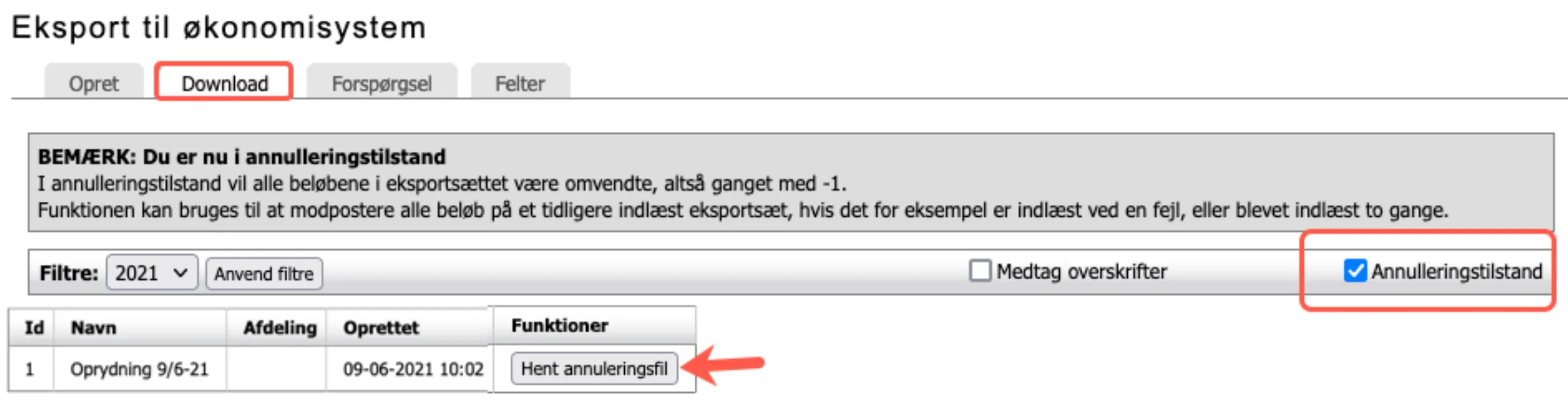 Annulleringstilstand