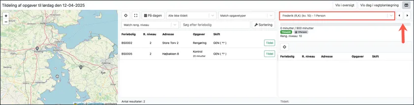 Vælg anden servicegruppe til en opgave