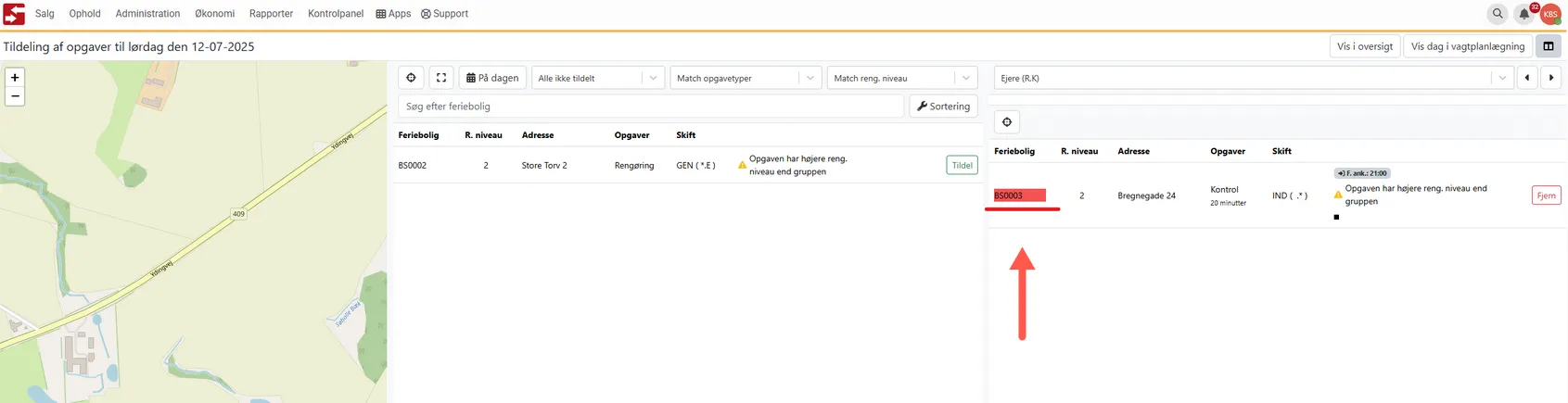 Vælg anden servicegruppe til en opgave