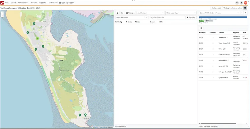 Servicegruppens opgaver på et kort