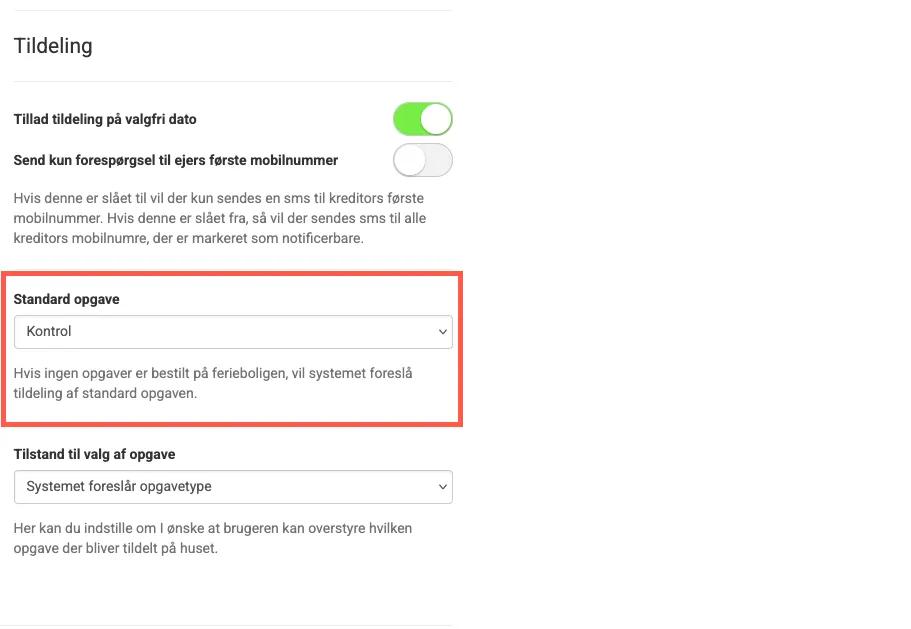 Standard opgave i rengøringssystemet