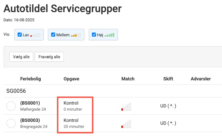 Auto-fordeling af servicegrupper