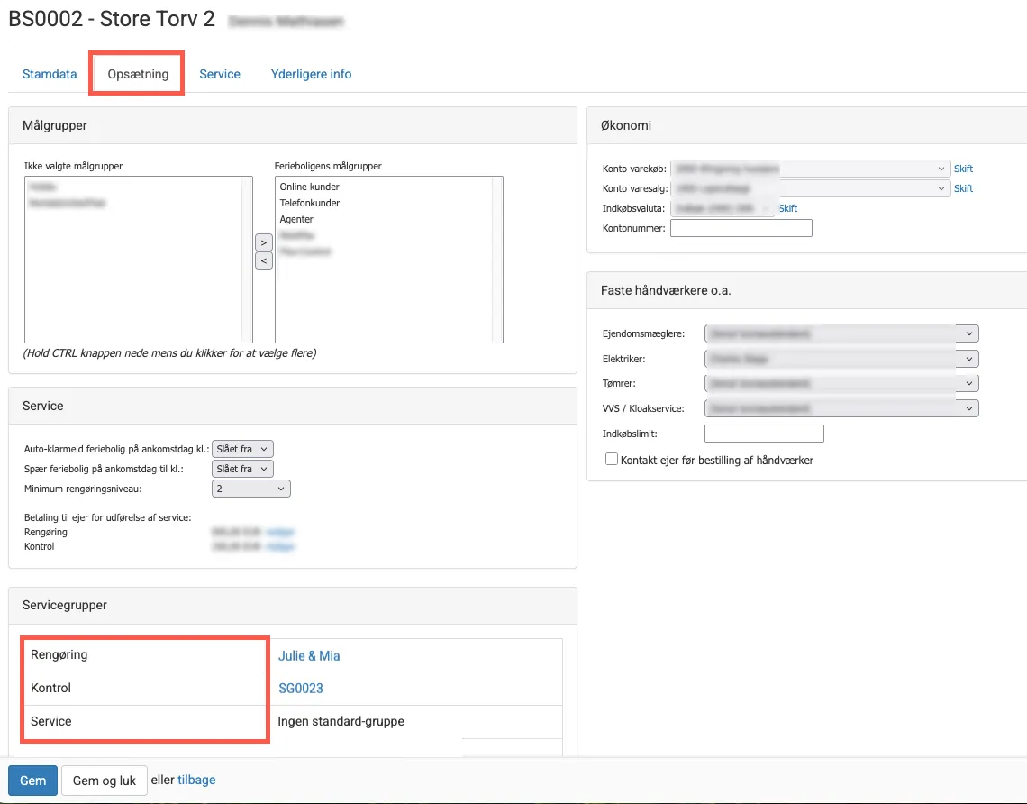 Typer vises på ferieboligernes stamdata